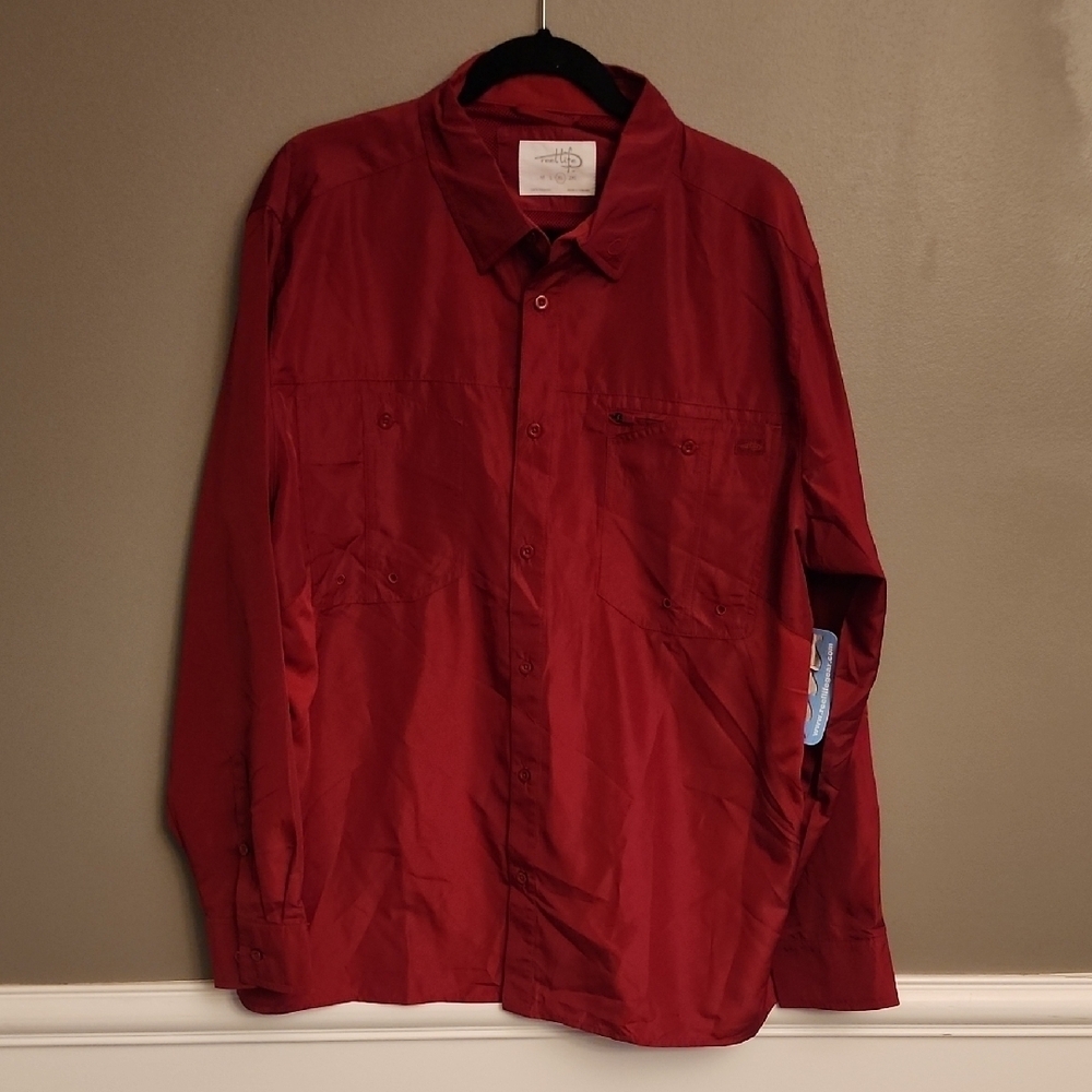 NWT Reel Life Red Button-Up Shirt